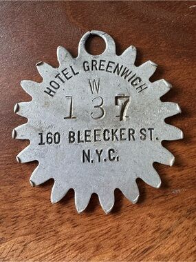 Rare Historic Hotel Greenwich Room W #137 160 Bleecker St NYC Key Chain Fob